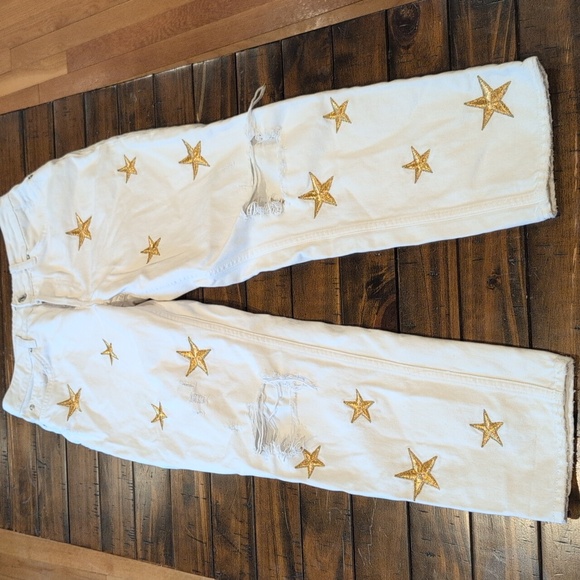 Free People Fast Times Star Embroidered Mom Jeans - Picture 3 of 10